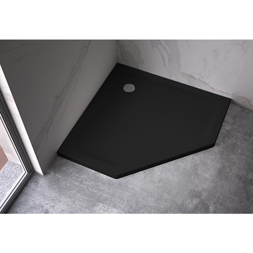 Czarny brodzik prysznicowy pięciokątny 90x90 ST08B wysokość 5 cm