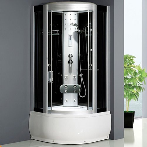 Kabina prysznicowa z hydromasażem i sauną głęboki brodzik czarne ściany 110x110 WSH7127S-110
