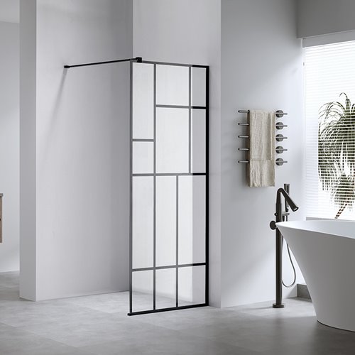 Czarna ścianka prysznicowa 110 cm SH05E szkło 8mm