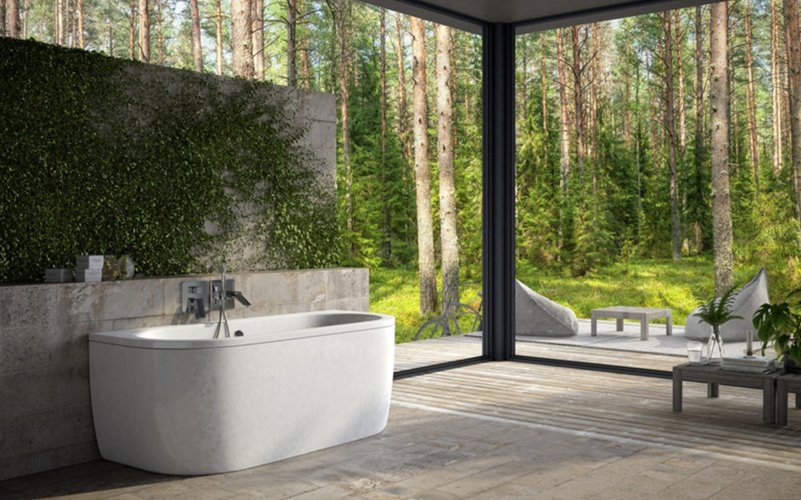 Wanna wolnostojąca przyścienna + klik-klak chrom Volya Besco 150 cm WKV-150-WS