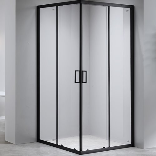 Czarna kabina prysznicowa kwadratowa 100x100 drzwi rozsuwane BL30C