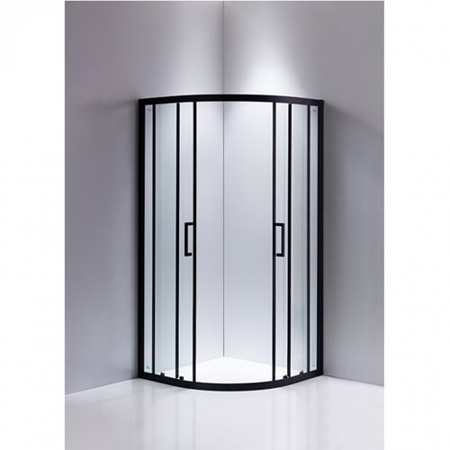 Czarna kabina prysznicowa półokrągła 80x80 drzwi rozsuwane BS01A