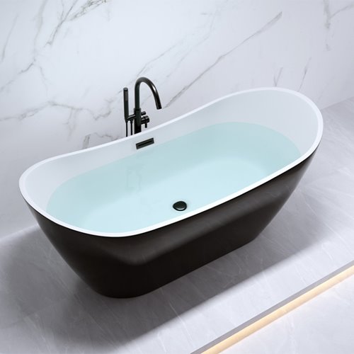 Wanna wolnostojąca czarno biała czarny przelew oraz korek 160 cm Rica Hydrosan