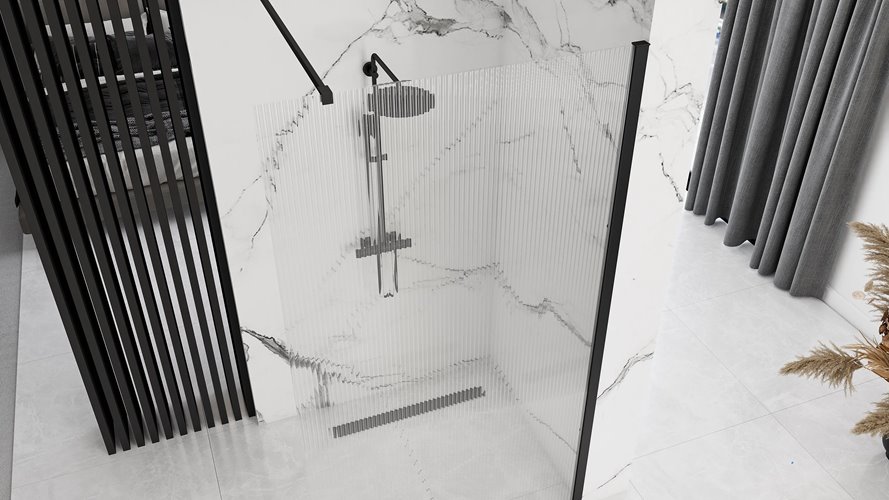 Czarna ścianka prysznicowa walk-in 120 cm Aero Intimo Black Mat Rea