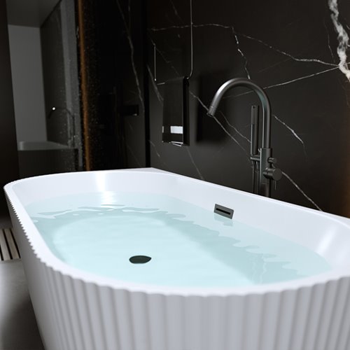 Wanna wolnostojąca przyścienna korek oraz przelew czarny 160 cm Carlo Hydrosan