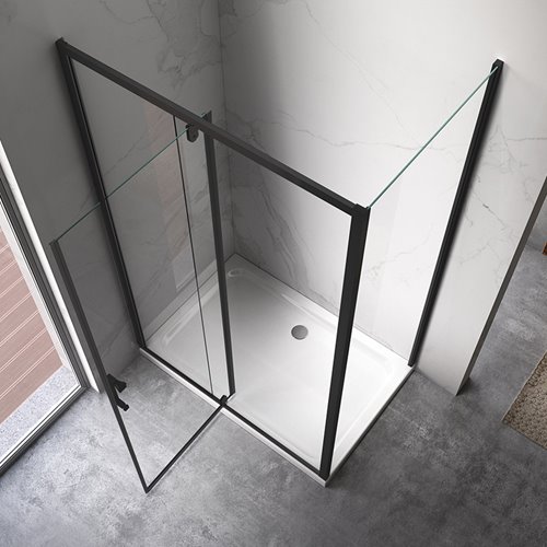 Czarna kabina prysznicowa prostokątna drzwi uchylne 120x80 KZ06DB