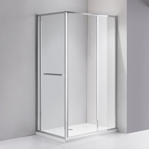 Chromowana prostokątna kabina prysznicowa Kira 100x90 drzwi rozsuwane do wewnątrz