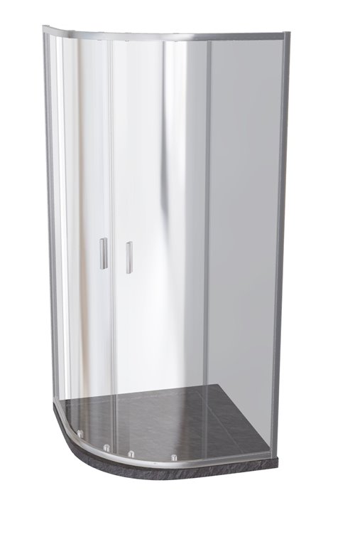 Zarya Besco chromowana kabina prysznicowa 90x90 powłoka ProClean + czarny brodzik 4,5 cm Axim Stone Effect Black