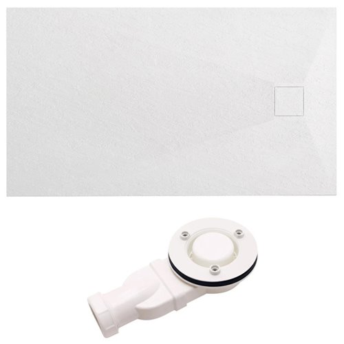 Biały brodzik prysznicowy prostokątny o strukturze kamienia 120x80 cm Riko Hydrosan