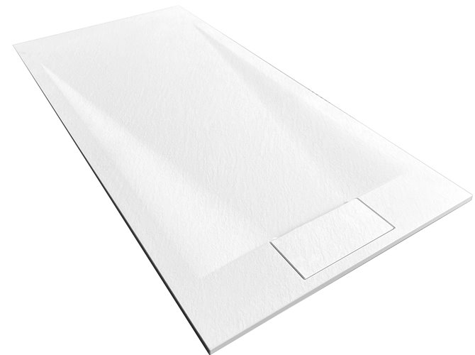 Brodzik prostokątny biały struktura kamienia smc 100x80 Bazalt White Rea