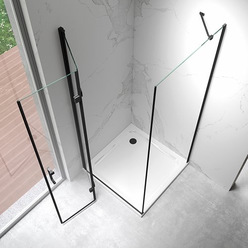 Czarna kabina prysznicowa prostokątna drzwi pojedyncze składane 110x90 ZES-KZ20E-BL-110X80