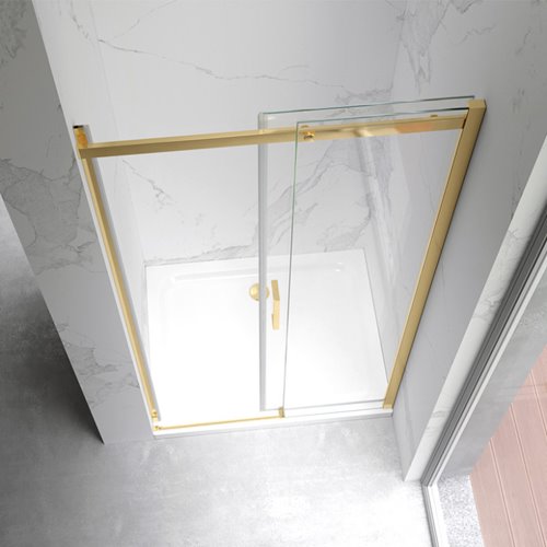 Złote drzwi prysznicowe do wnęki 135-140 cm rozsuwane szkło 8 mm KZ09E