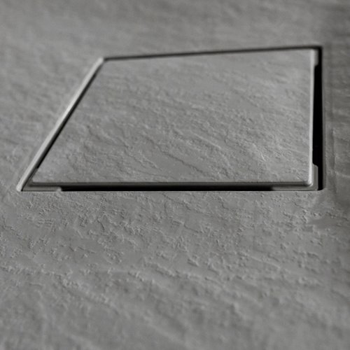 Szary brodzik prysznicowy kwadratowy o strukturze kamienia 90x90 cm Riko Hydrosan