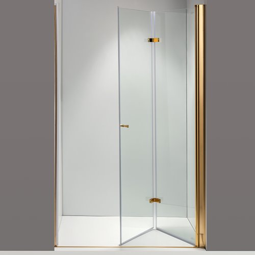 Złote drzwi prysznicowe łamane do wnęki 120 cm SH01E