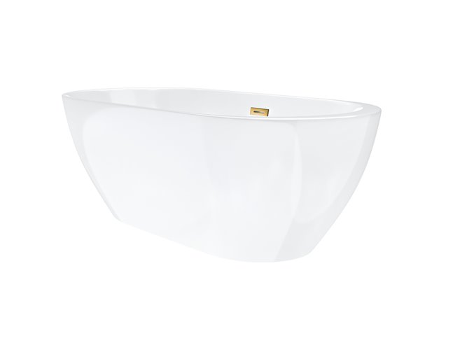 Wanna akrylowa, wolnostojąca Reno Corsan 160 cm korek klik-klak złoty