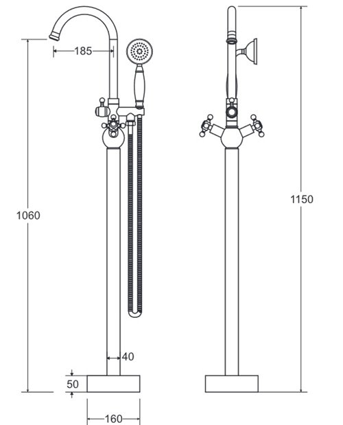 Bateria wannowa wolnostojąca Retro czarny matt Besco BW-RI-CZ