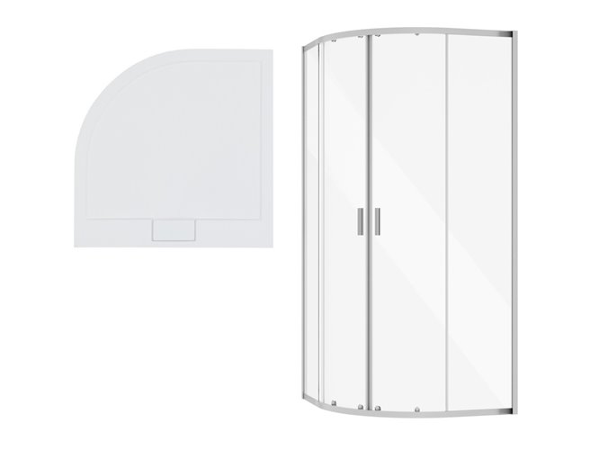 Zarya Besco chromowana kabina prysznicowa 90x90 powłoka ProClean + biały brodzik 4,5 cm Axim