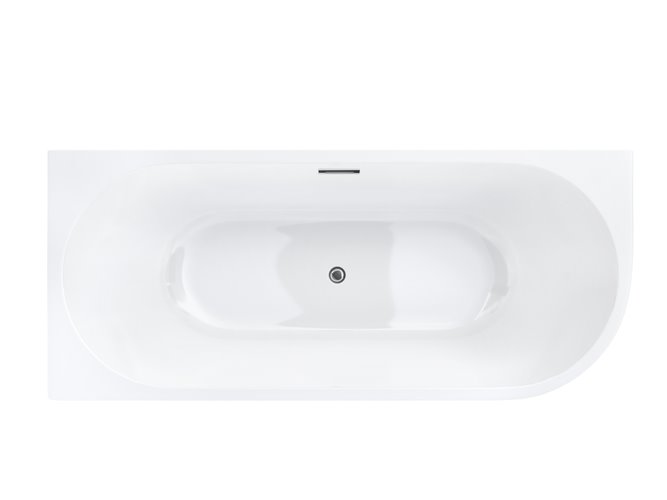 Wanna narożna przyścienna 150 cm Intero Corsan Lewa korek klik-klak chrom