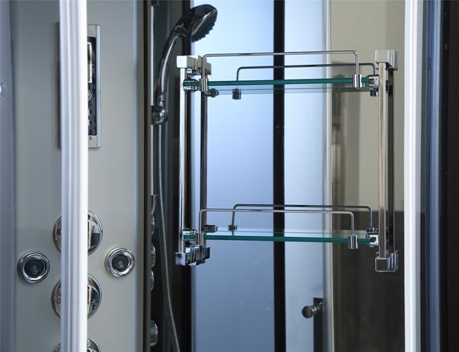 Kabina prysznicowa sauna parowa hydromasaż półokrągła zabudowana czarna 80x80 MO-0513ABS