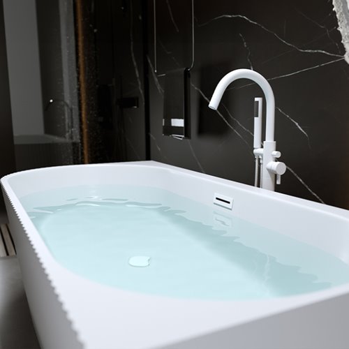 Wanna ryflowana przyścienna narożna prawa korek oraz przelew biały 150 cm Rio Hydrosan