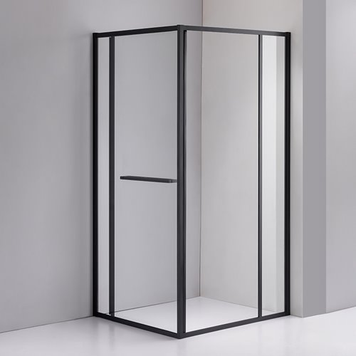 Czarna prostokątna kabina prysznicowa Kira 100x80 drzwi rozsuwane do wewnątrz