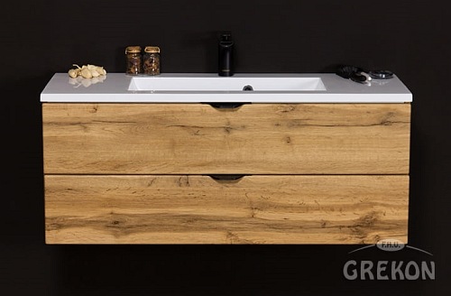 Szafka łazienkowa z umywalką wisząca dąb naturalny 100 cm Victa Gante