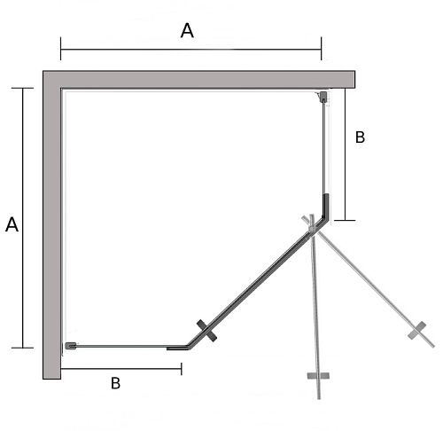 Czarna kabina prysznicowa, pięciokątna 90x90 Stylio BK502PTK+
