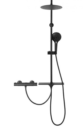 Czarny zestaw prysznicowy z termostatem Mike Rea
