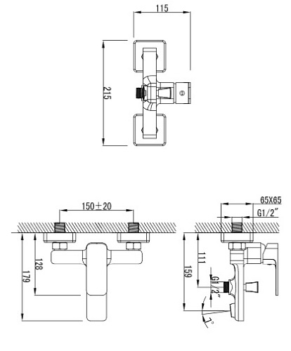 Bateria wannowa, chrom Apure AP2230 CR Omnires