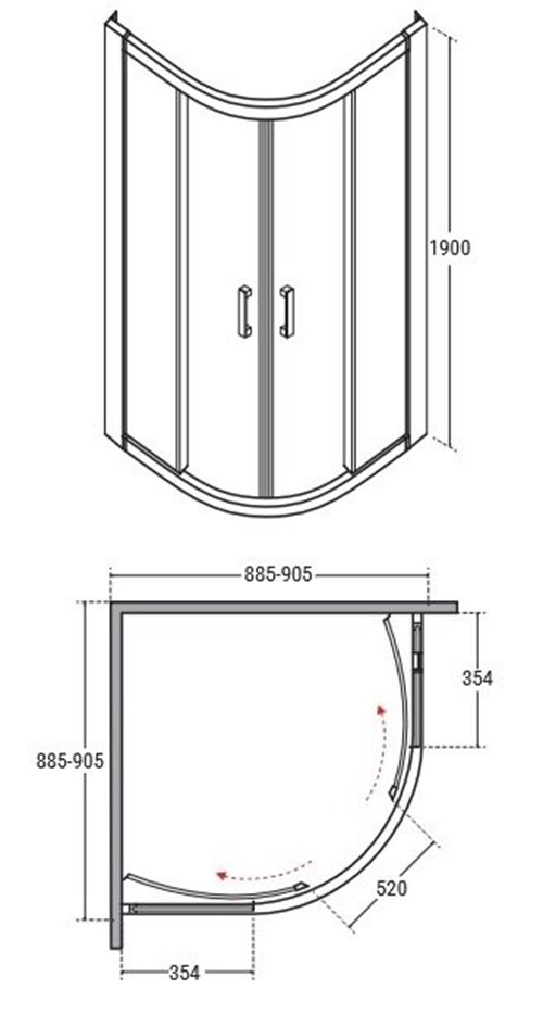 Stal szczotkowana kabina prysznicowa półokrągła szkło przeźroczyste 90x90 cm Modern Besco MPGM-90-190C zdjęcie 5