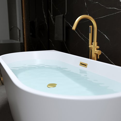 Wanna wolnostojąca przyścienna złote szczotkowane wykończenie 160 cm Lena Hydrosan