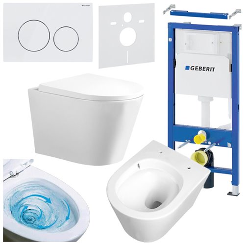Zestaw podtynkowy stelaż GEBERIT DUOFIX + miska PRIMA-WH-TR-02 + przycisk DELTA 20 biały