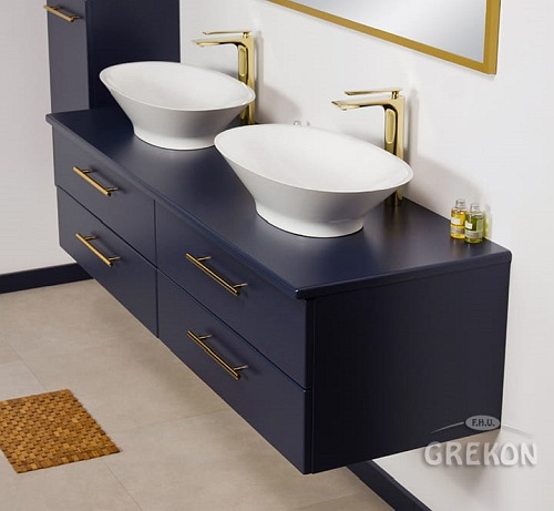 Szafka wisząca z umywalkami nablatowymi 160 cm Belli Gold Gante