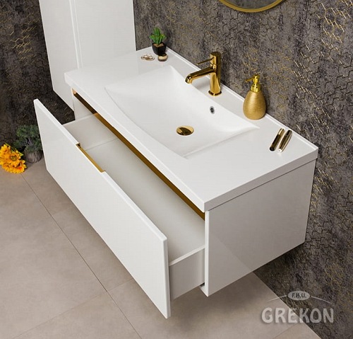 Szafka z umywalką złoty uchwyt 100 cm seria Diamond Gold Gante