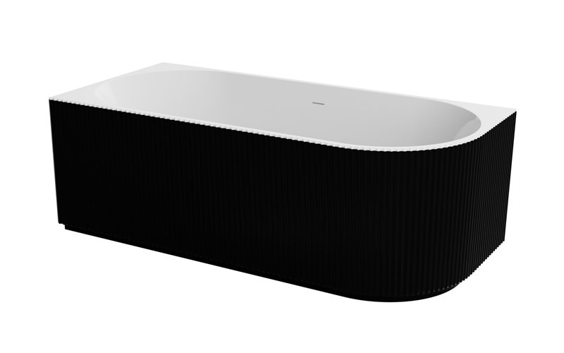 Denaya Besco B&W czarno-biała wanna wolnostojąca 150 cm lewa syfon chrom WASB-150DLC
