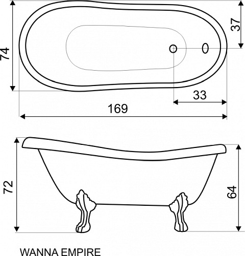 Wanna wolnostojąca Kerra Emp 170 cm