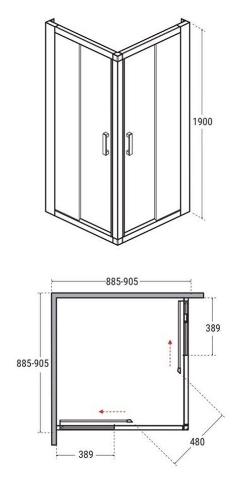Stal szczotkowana kabina prysznicowa kwadratowa szkło przeźroczyste 90x90 cm Modern Besco MKGM-90-190C zdjęcie 5
