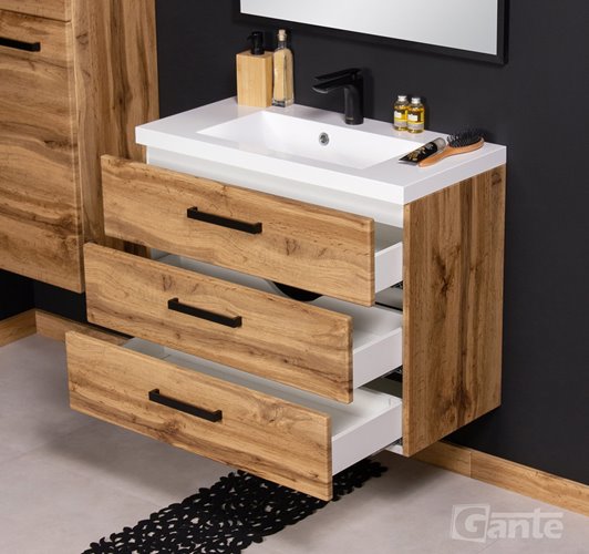 Szafka wisząca z umywalką 80 cm kolor dąb naturalny 39/3 seria Fokus Loft Gante