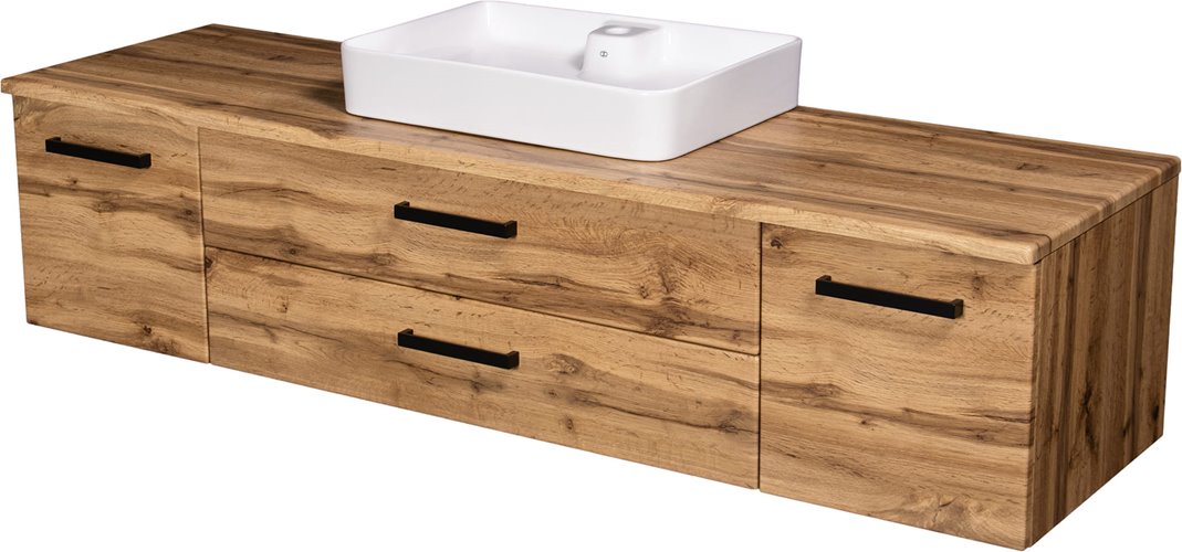 Szafka wisząca z umywalką nablatową 180 cm 50/2 kolor dąb naturalny seria Fokus Loft Gante