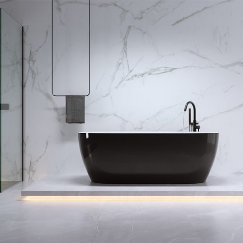 Wanna wolnostojąca czarno-biała 150 cm Cesana Hydrosan