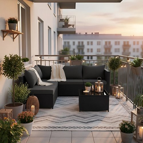 Meble ogrodowe technorattan sofa, stół, dostawka zestaw Volta zdjęcie 6