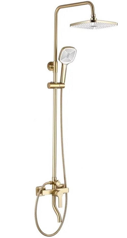 Złoty szczotkowany zestaw prysznicowy z wylewką Argus Rea Gold Brush