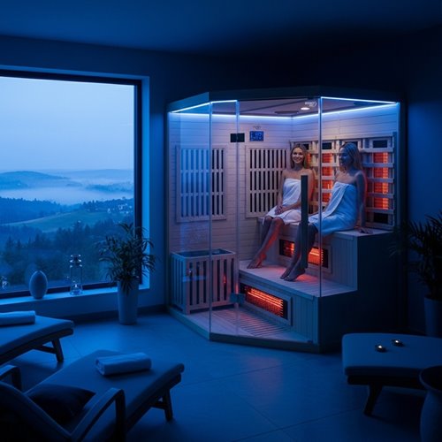 Sauna Combo na podczerwień + fińska 5-osobowa 150x150 cm Moss1 6KW