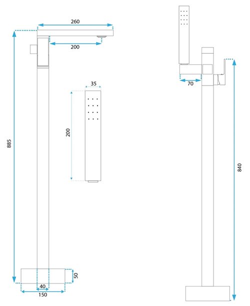 Czarna bateria wannowa wolnostojąca Tery Rea