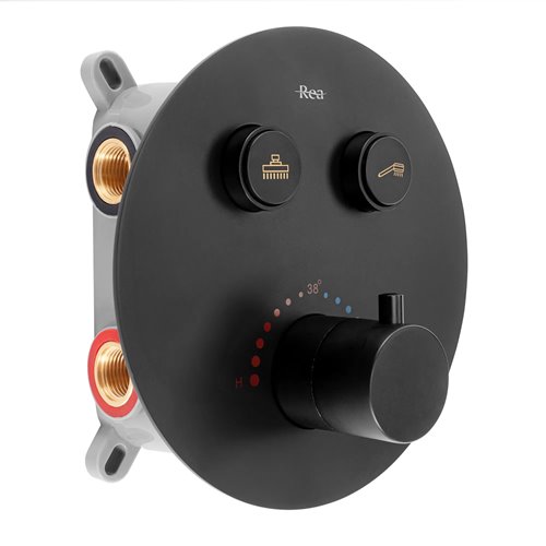 Czarny zestaw prysznicowy podtynkowy z termostatem Lungo Rea