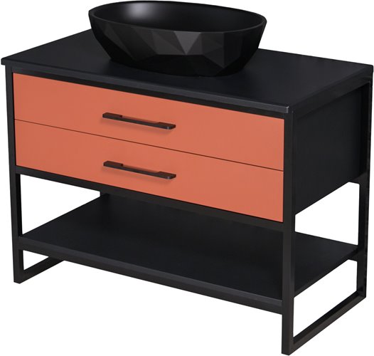 Szafka stojąca z czarną umywalką kolor ceglasty loft 100 cm seria New York