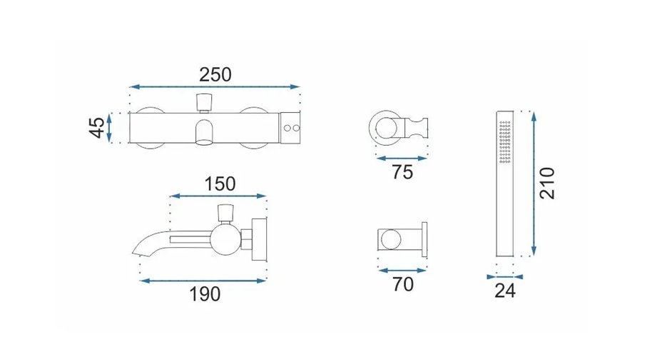 Bateria wannowa Rea Lungo Rea biały połysk