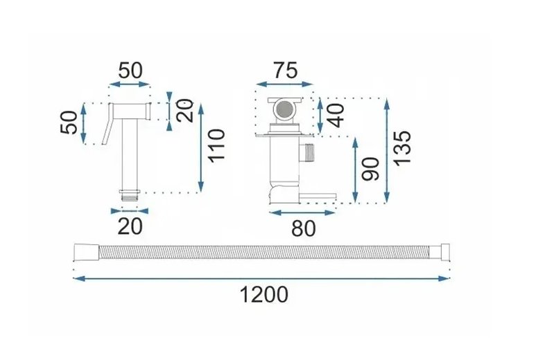 Bateria bidetowa podtynkowa miedź szczotkowana Loop Lungo Rea
