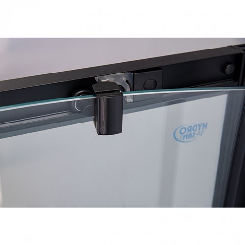 Czarna kabina prysznicowa półokrągła 90x90 drzwi rozsuwane BS01B