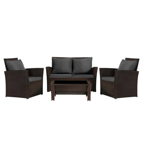 Meble ogrodowe z technorattanu sofa, stół, fotele zestaw Lagos kolor brąz